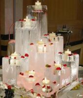 Candle Pillar Display with Scattered Petals